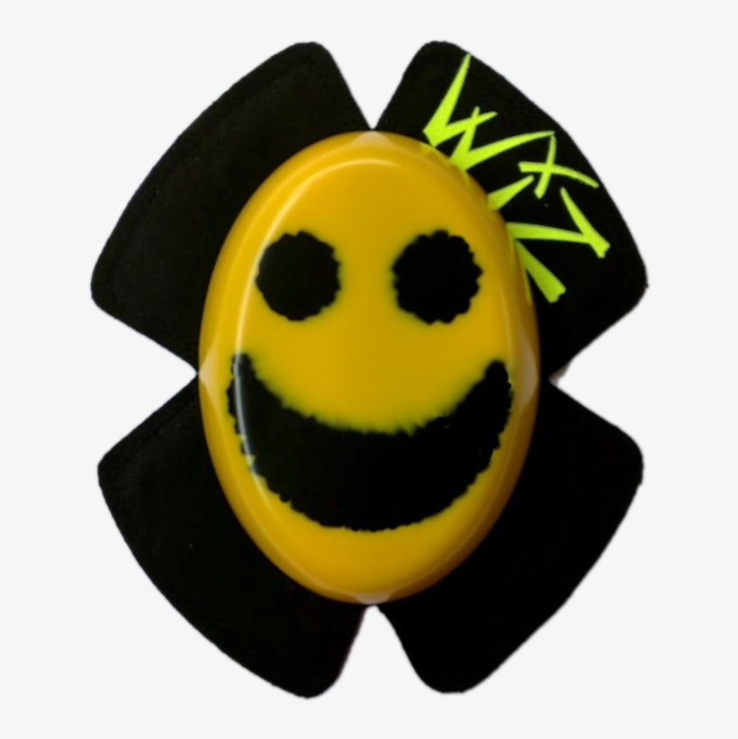 Black On Yellow Smiley Face - Knee Sliders Wiz Isle Of Man, transparent png #7788380