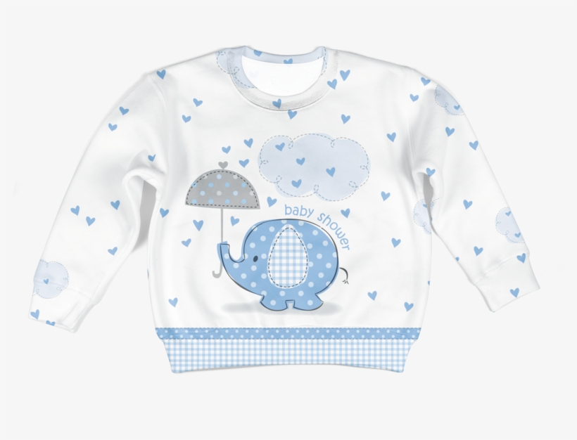 3d Cute Elephant Baby Shower Kid Full Print Hoodie - Hd Baby Shower Elefante, transparent png #7789962
