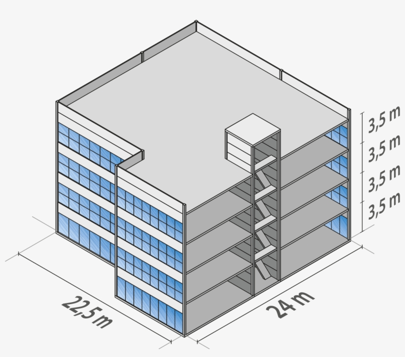 A Modulação M Possui Vãos De 10 M - Projetos De Edificios Misto, transparent png #7791235