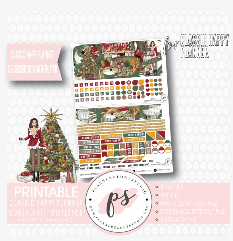 Mistletoe Christmas December 2018 Monthly View Kit - 2018, transparent png #7791454