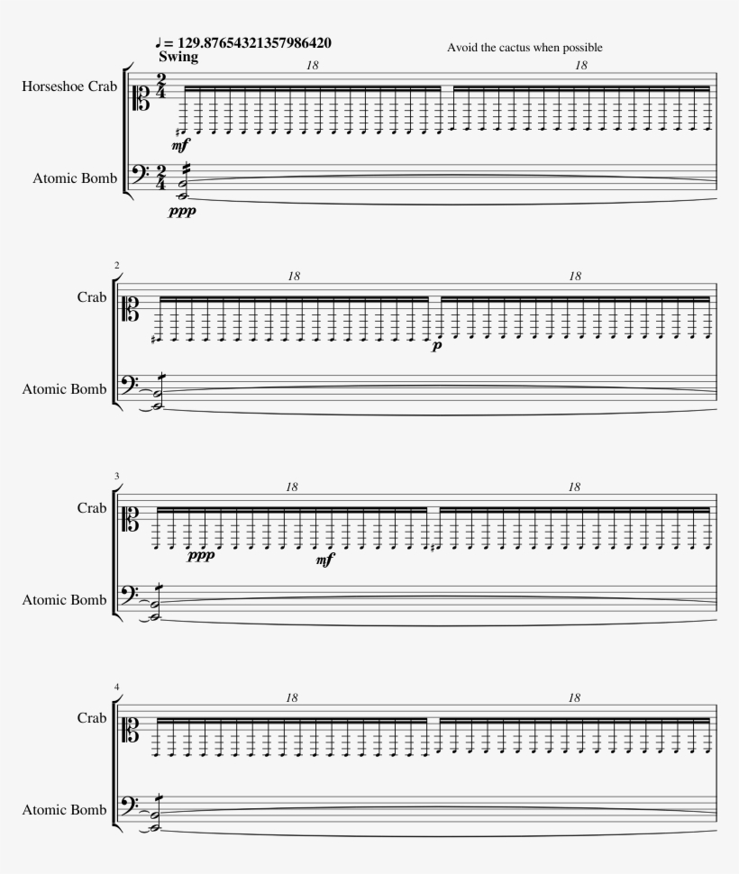 Duet For Horseshoe Crab And Atomic Bomb - Sheet Music, transparent png #7792116