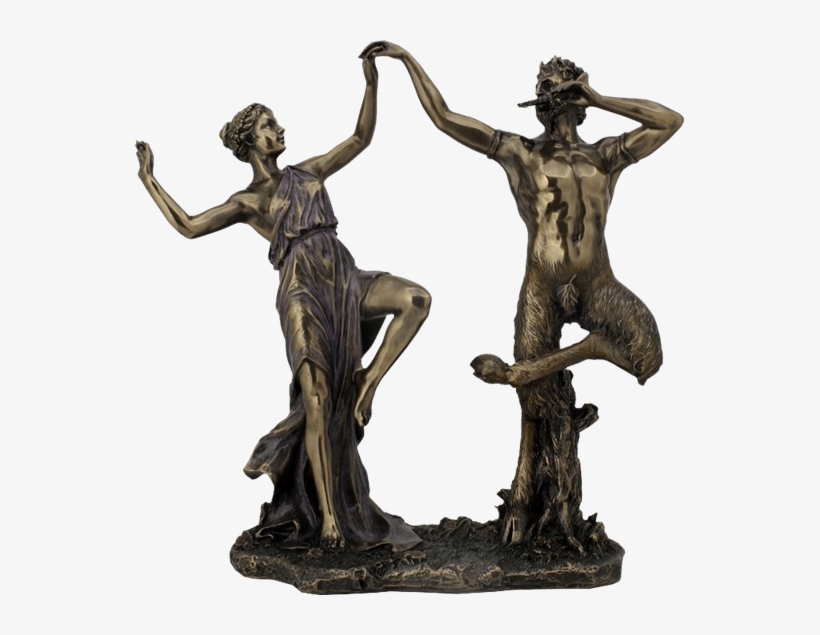 Bronze Pan And Nymph Statue - Satyr Statue, transparent png #7793507