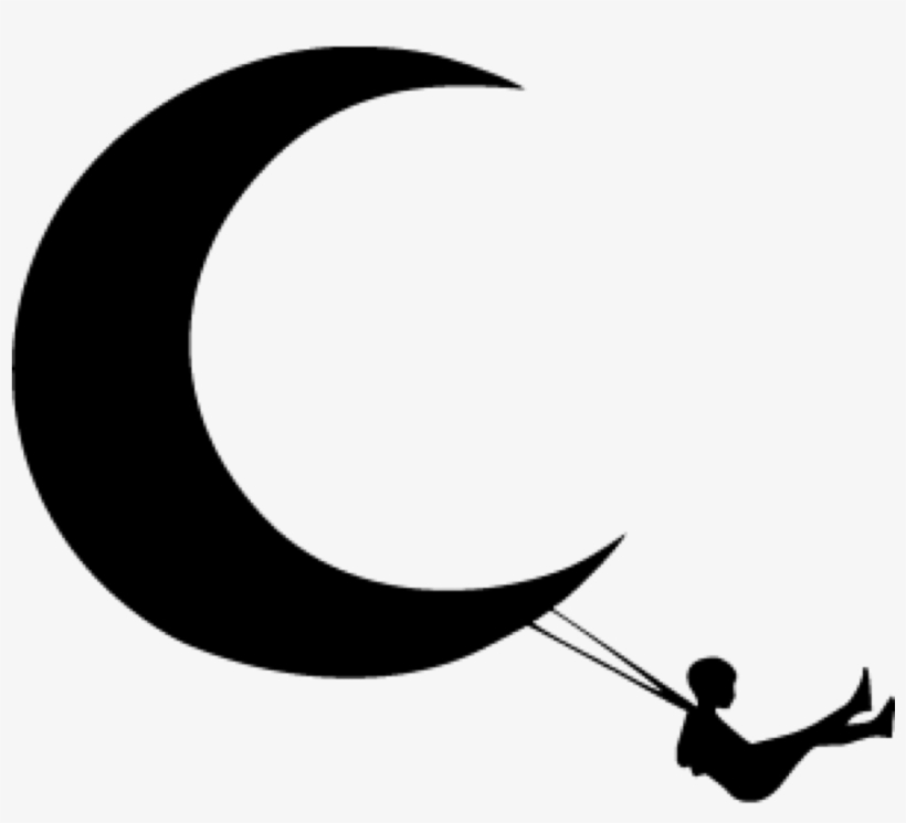 Moon Swing Silhouette Freetoedit - Lune Enfant, transparent png #7794248