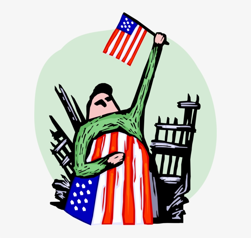Vector Illustration Of Patriotic Americans Pays Tribute, transparent png #7795307