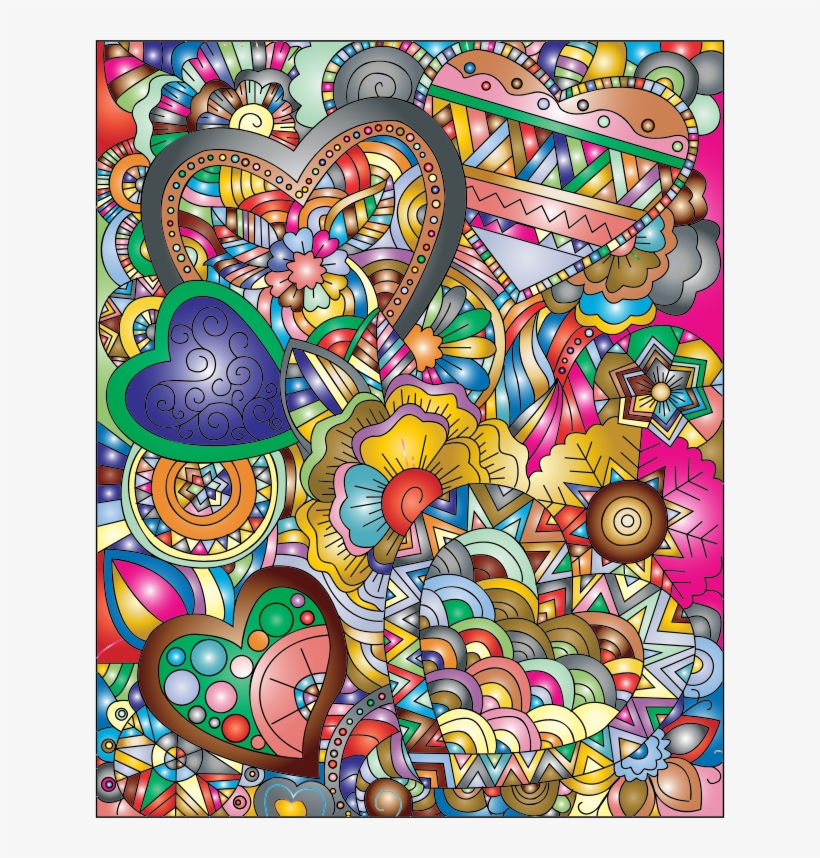 Flourish Hearts Line Art Prismatic - Motif, transparent png #7795954