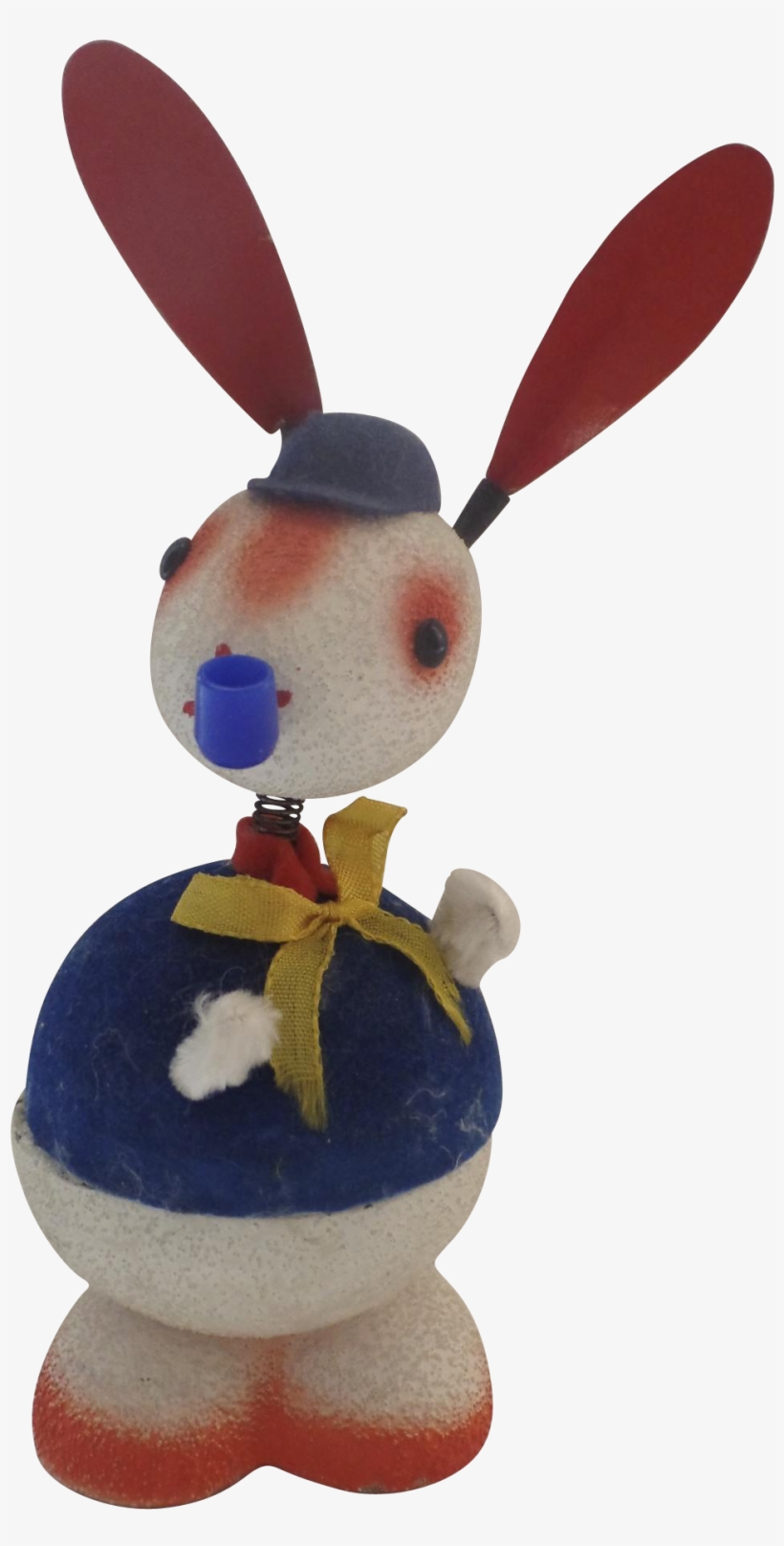 Large Vintage Flocked Germany Paper Mache Easter Bunny - Figurine, transparent png #7796682