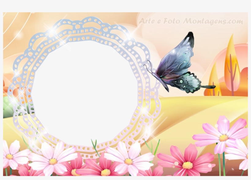 Flores-borboleta - Moldura Borboletas Png, transparent png #7797908