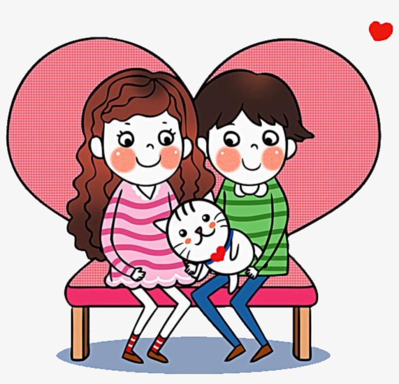 Cartoon Silhouette Hand Drawn Couple Elements Design - Cartoon, transparent png #7798039