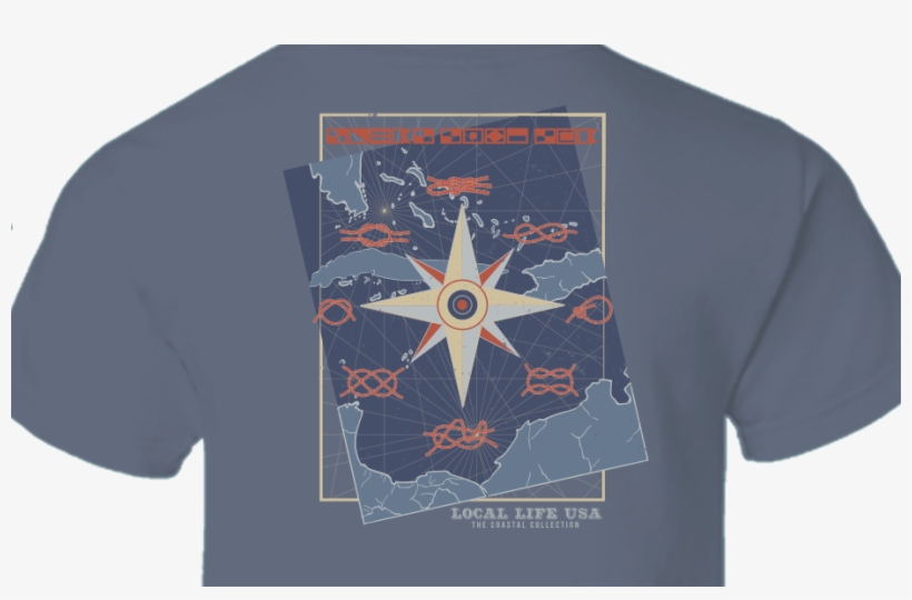 Nautical Compass And Knots Short Sleeve Tee - Active Shirt, transparent png #7798340