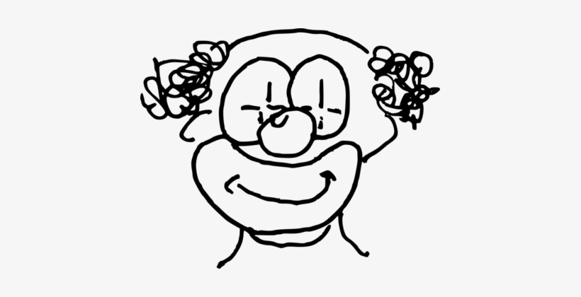Clown Drawing Black And White Cartoon Visual Arts - Head, transparent png #780418