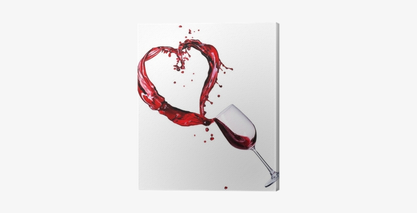 Glass Of Red Wine Abstract Heart Splash Canvas Print - Romantic Quotes With Wine, transparent png #780678