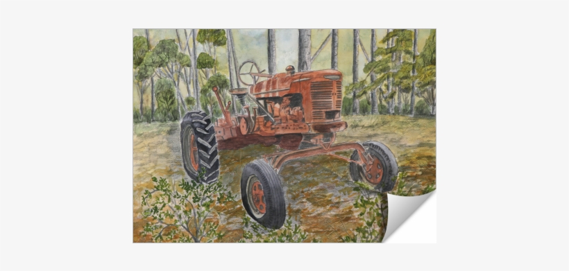 Old Farm Antique Tractor - Old Farm Tractor Painting Shower Curtain, transparent png #781699