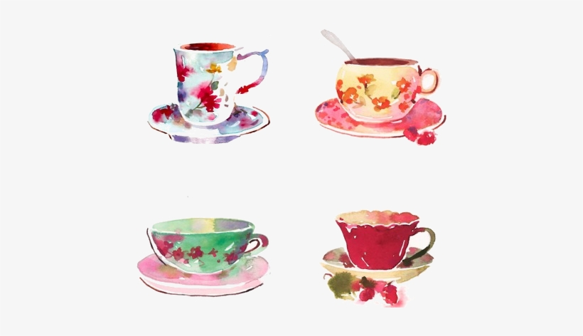 Watercolor Paintings, Watercolor Food, Tea Cups, Tea - Tea Cups, transparent png #781886