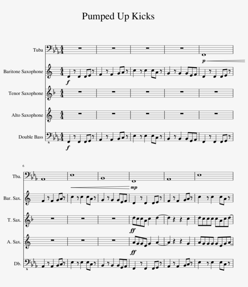 Pumped Up Kicks Sheet Music For Tuba Baritone Saxophone - Under The Sea Steel Drum Sheet Music, transparent png #782683