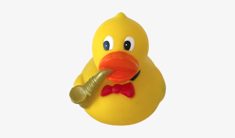 Saxophone Player Rubber Duck Is Has A Sax And Red Bowtie - Rubber Ducks With Transparent, transparent png #782740