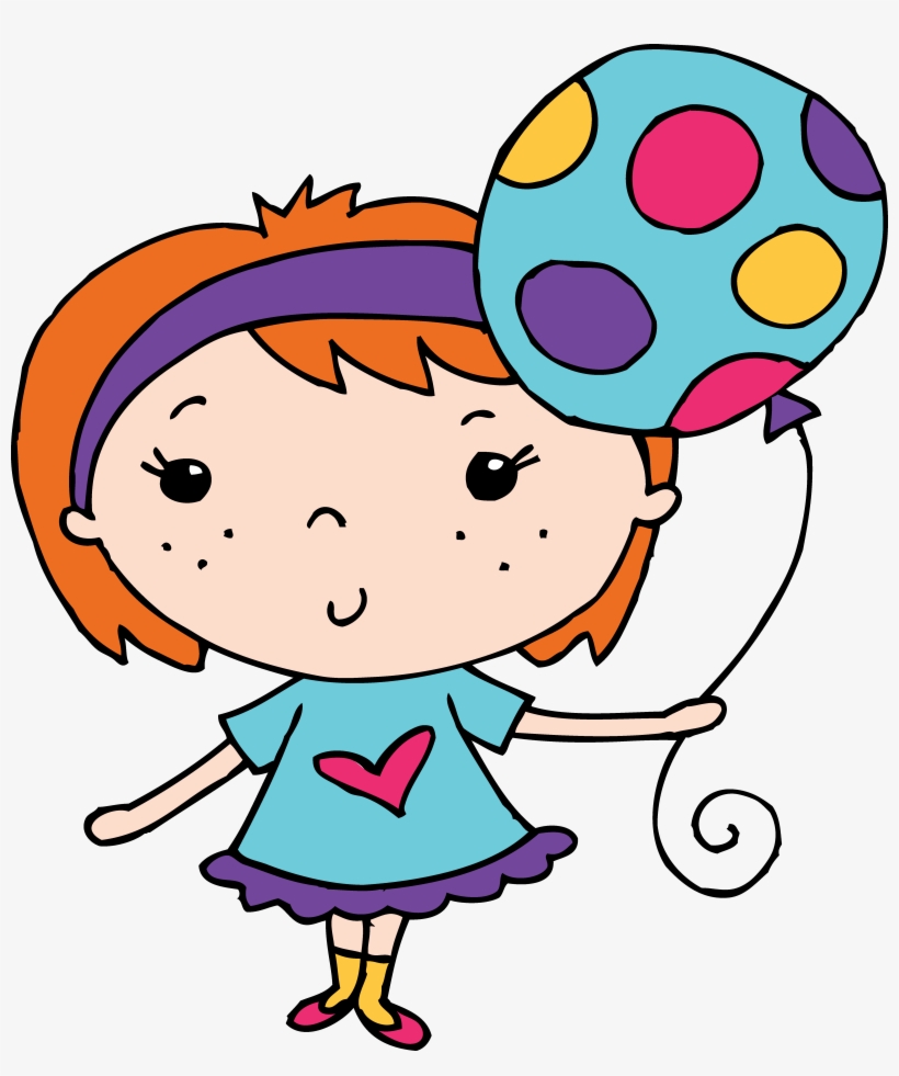 Little Girl Holding A Balloon - Girl With Balloon Clipart, transparent png #782922