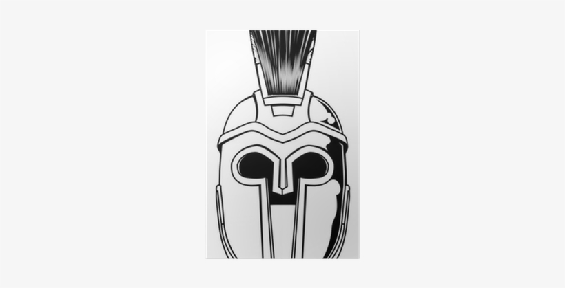 Monochrome Spartan Helmet Illustration Poster • Pixers® - Roman Soldier Helmet Drawing, transparent png #783062