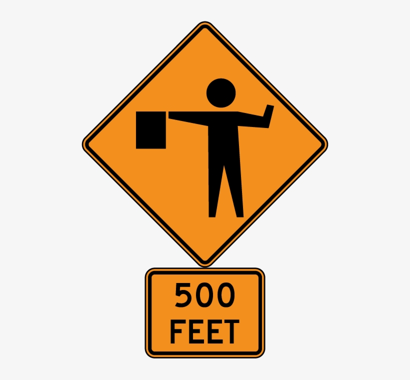 Flagger Ahead Sign, transparent png #783698