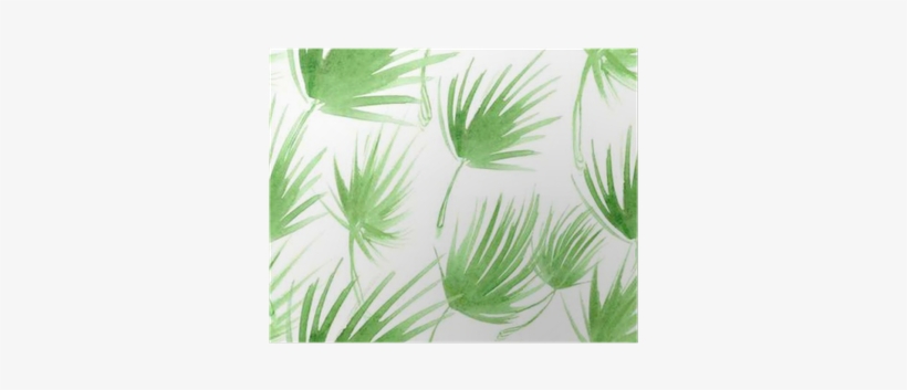 Seamless Pattern With Abstract Light Green Palm Tree - Watercolor Painting, transparent png #784130