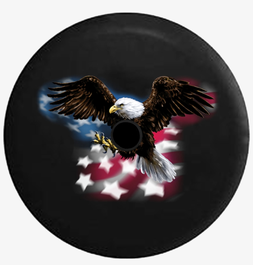 Jeep Wrangler Jl Backup Camera American Bald Eagle - Tirecoverpro American Bald Eagle Flying Over Flag, transparent png #784242