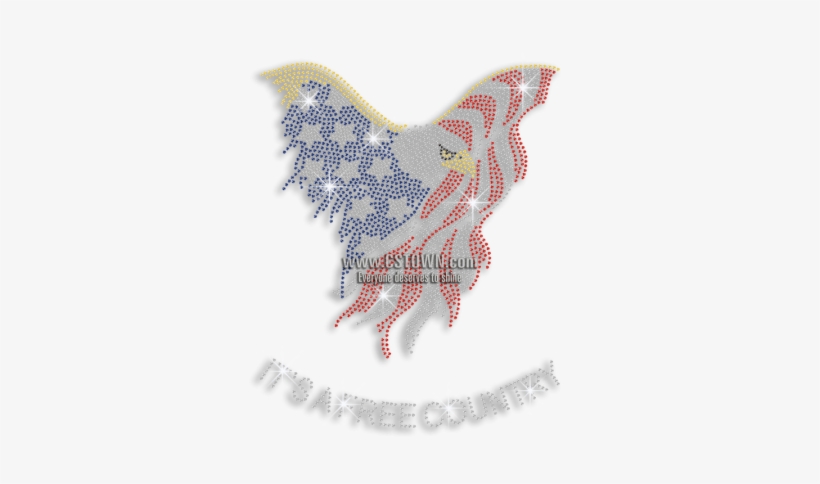 It's A Free Country Eagle Flying Rhinestone Nailhead - Iron-on, transparent png #784343