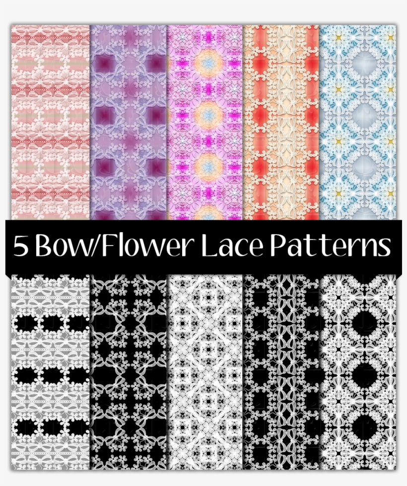 5 Seamless Bow/flower Lace Patterns - Seamless, transparent png #785875