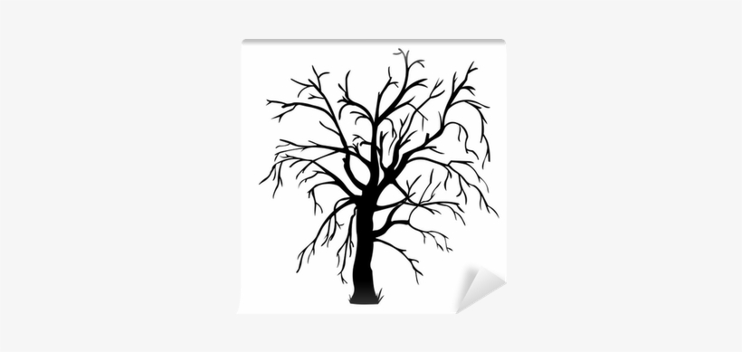 Vector Black Silhouette Of A Bare Tree Wall Mural • - Tree, transparent png #786279