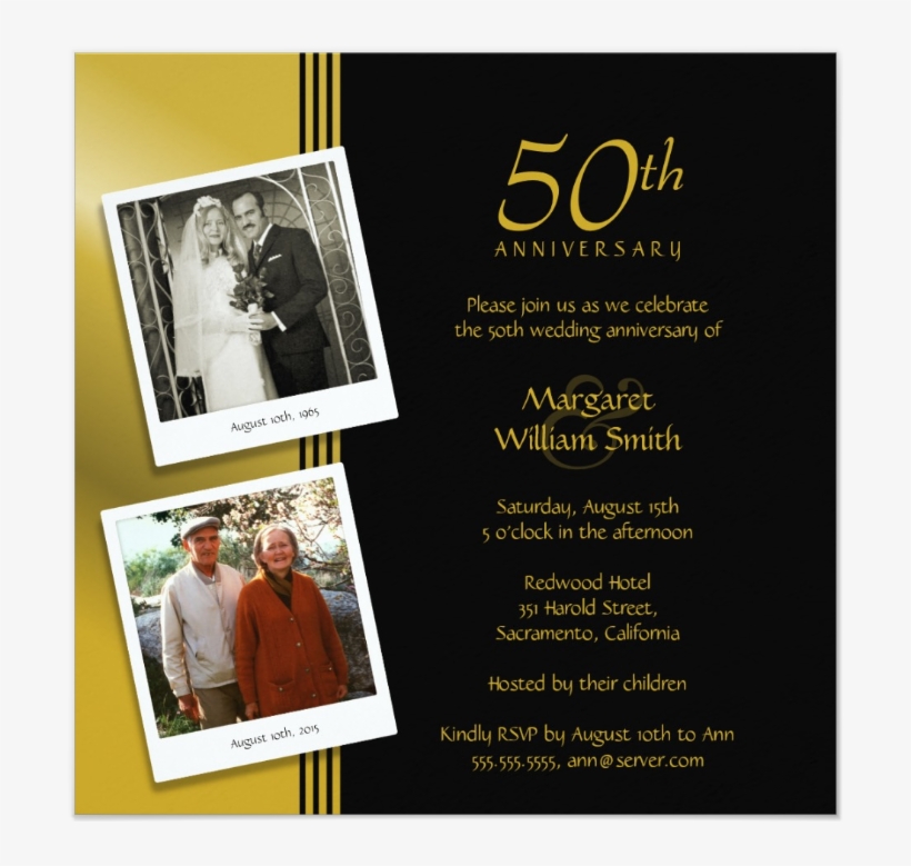 Golden Anniversary Invitations Now And Then Photos - 25th Anniversary Whatsapp Invitation, transparent png #787521