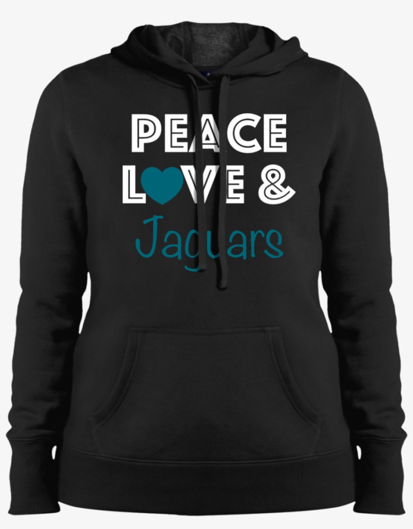 The Ladies Black Peace Love Pullover Jaguars Hoodie - Ladies' Pullover Hooded Sweatshirt, transparent png #789004