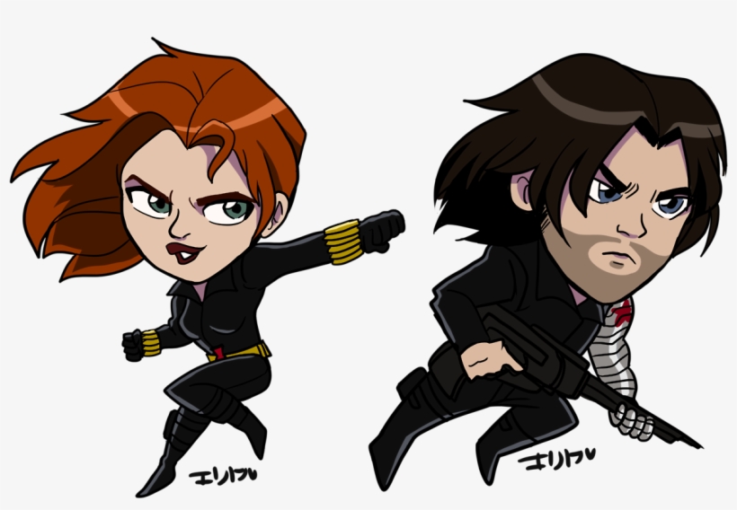 The Winter Soldier - Chibi Black Widow And Winter Soldier, transparent png #789793