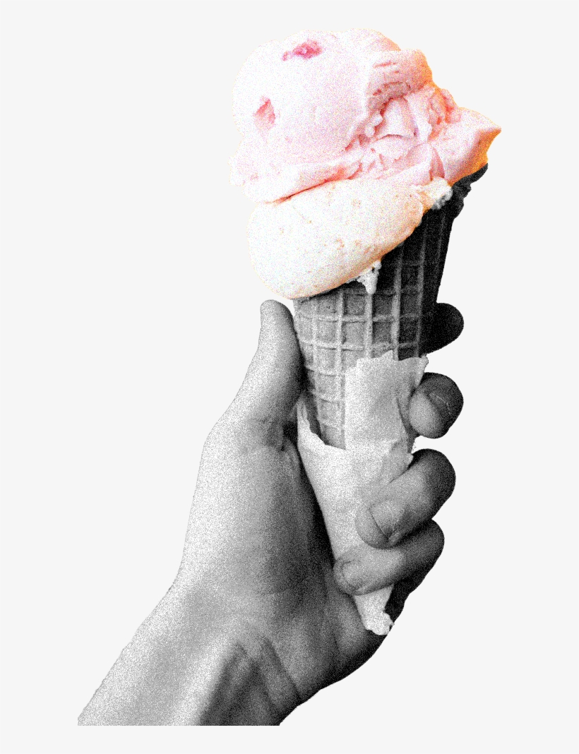 Three Fantale Lollies Black And White Photo Of Hand - Hand Holding Ice Cream Png, transparent png #7800731