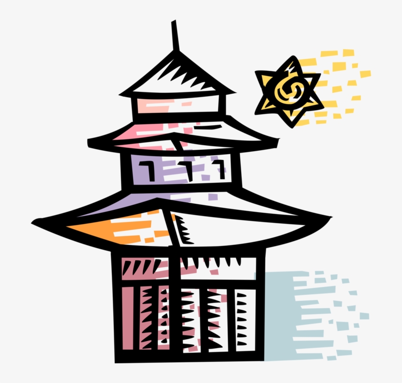 Vector Illustration Of Asian Chinese Or Japanese Pagoda, transparent png #7801495