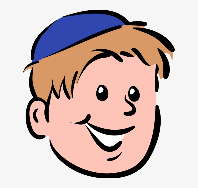 Vector Illustration Of Boy Wears Jewish Kippah Kip - Kippah Clipart, transparent png #7803739