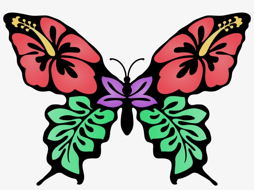 Clip Art Transparent Library At Getdrawings Com Free - Butterflies And Flowers Drawing, transparent png #7804996