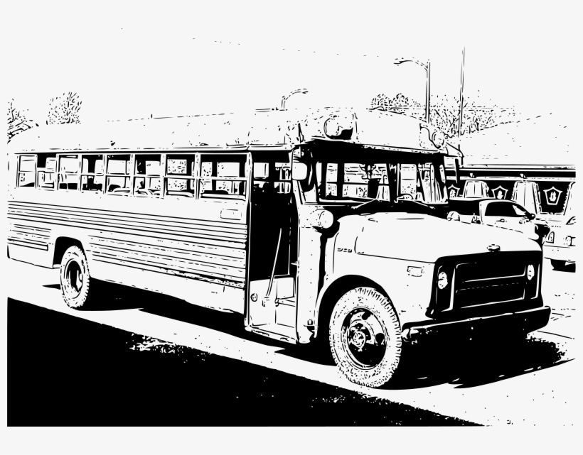 Medium Image - Old School Bus Vector, transparent png #7805918