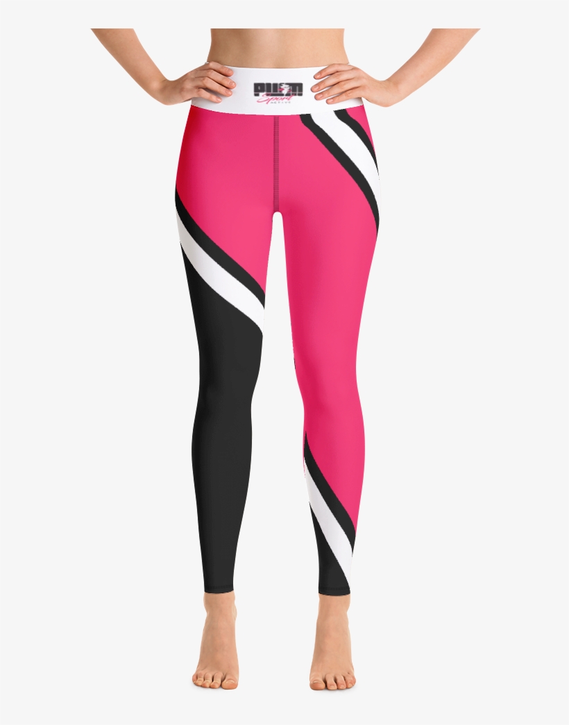 Pwm Olympic Gym Leggings White Waistband, Pink, Black Yoga Pants