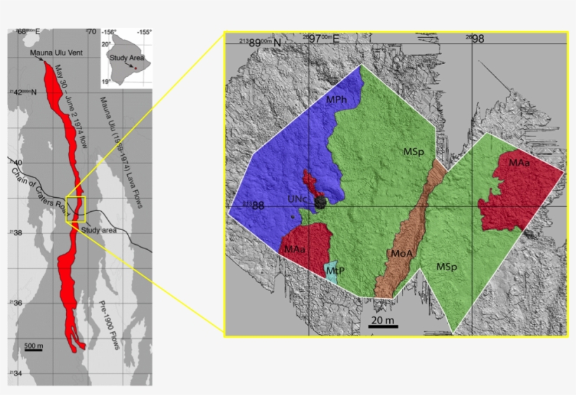 The Image On The Left Is A Map Of Mauliwai A Pele Lava - Atlas, transparent png #7809167