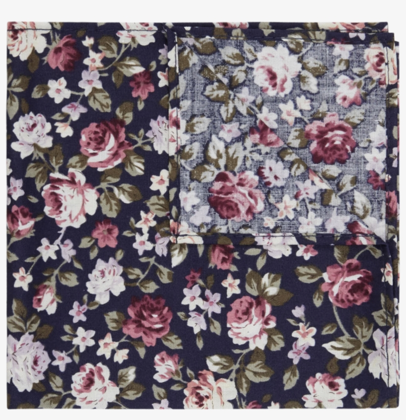 Navy Floral Freddie Floral Pocket Square Chrysanths Free