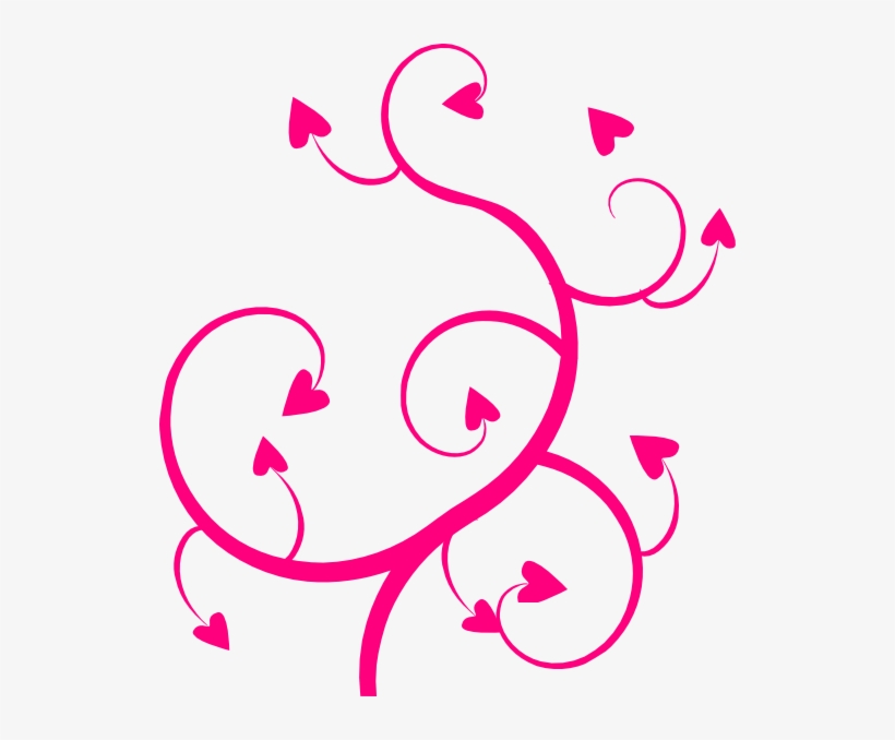 Pink Swirl Clip Art - Heart On Vine, transparent png #7810156