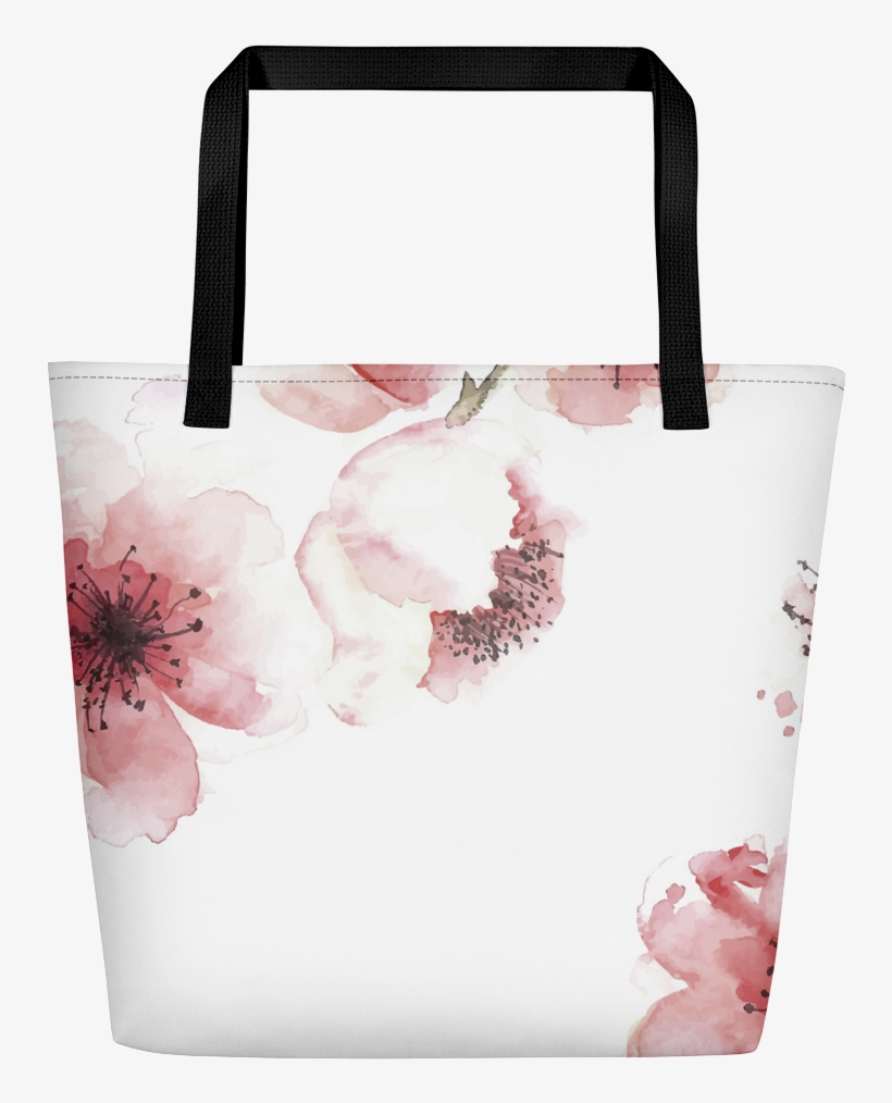 Cherry Blossom Bag - Beach Bag Mockup, transparent png #7810362