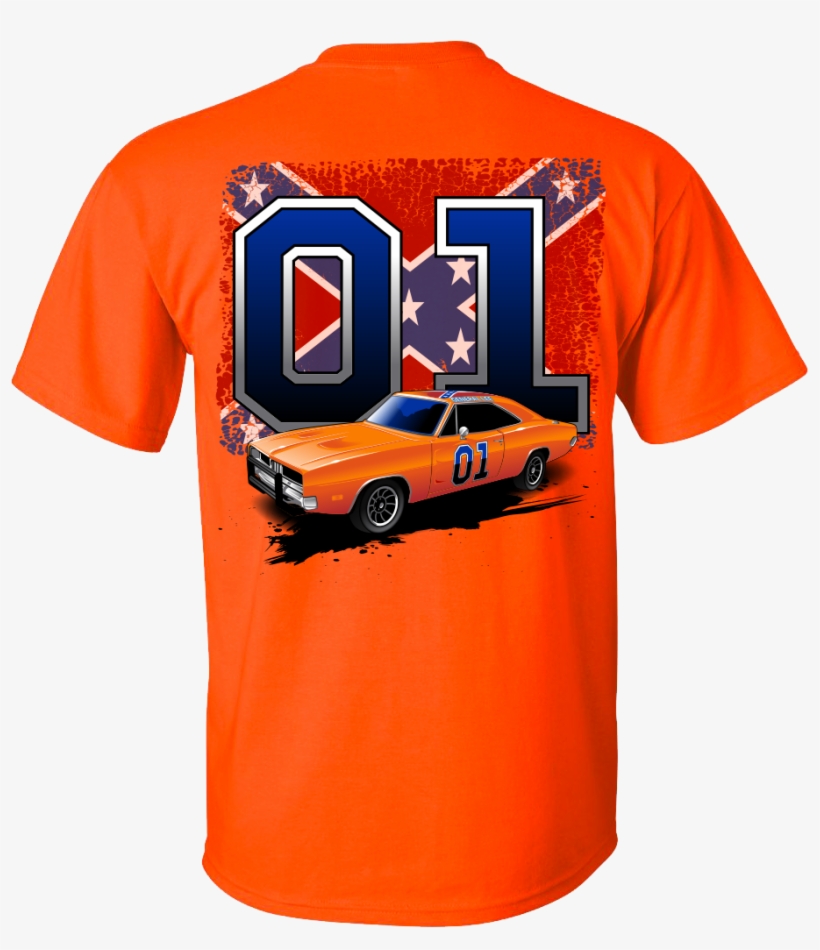 Youth Cooter's 01/general Lee With Flag T-shirt - General Lee Car Shirts, transparent png #7810594