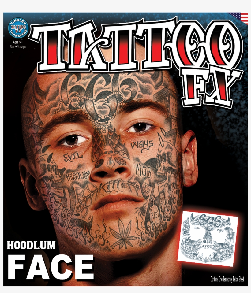 Face - Hoodlum - Temporary Tattoo - Tattoo Fx Face, transparent png #7811288