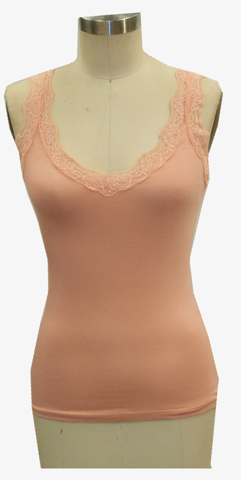 Stretch Cotton Jersey Lace Trim Cami - Mannequin, transparent png #7812416
