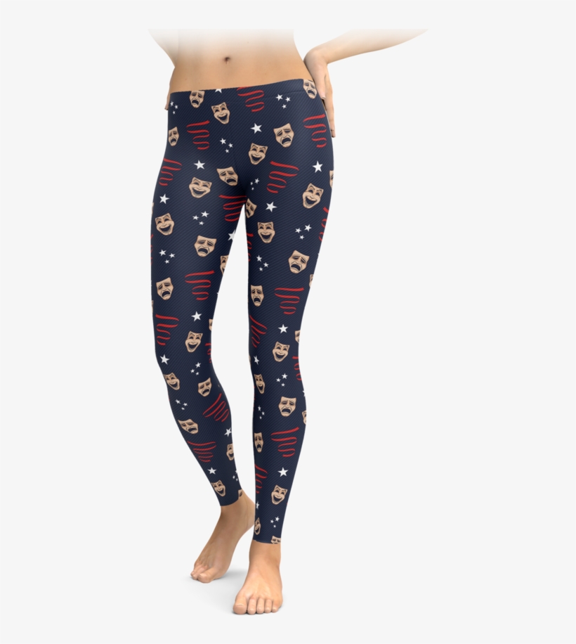 Comedy & Tragedy Mask Leggings - Teeth Leggings, transparent png #7812644