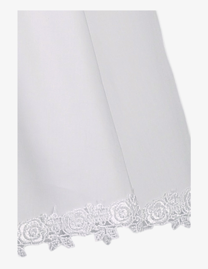 Lace Trim & White Cotton Christening Gown W Smocked - Tablecloth, transparent png #7813008