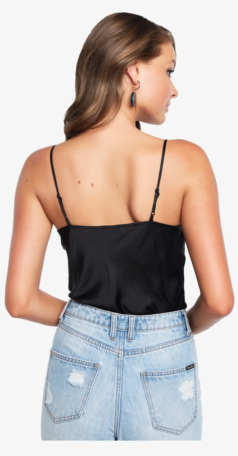 Lace Trim Cami In Colour Caviar - Photo Shoot, transparent png #7813039