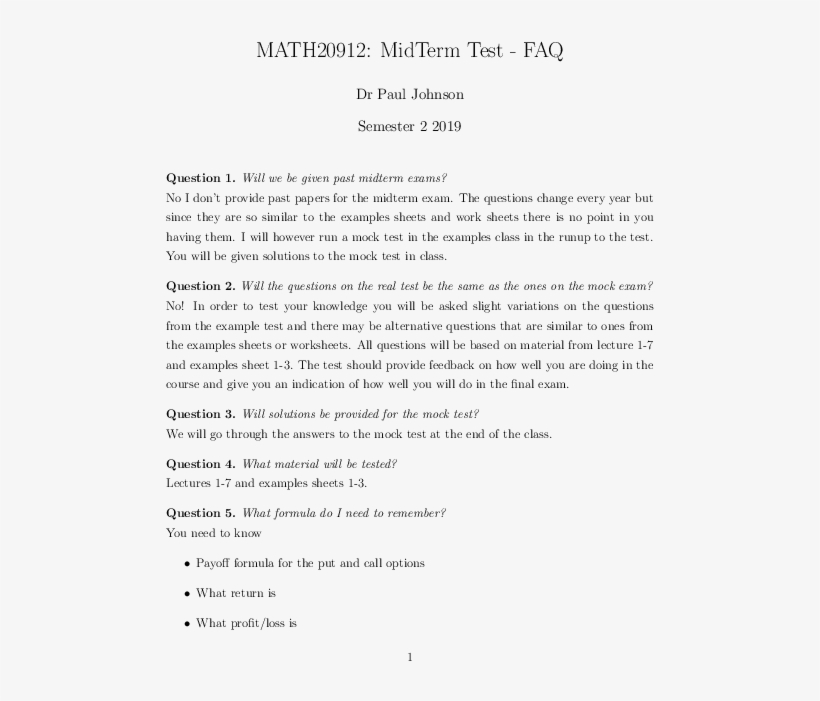 Midterm Faq - Document, transparent png #7813468