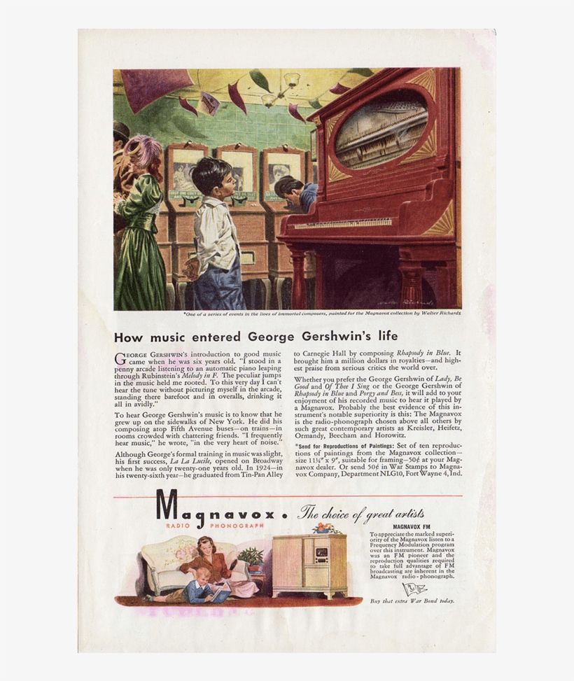 Magnavox Radio Fm Phonograph - Vintage Advertisement, transparent png #7814188
