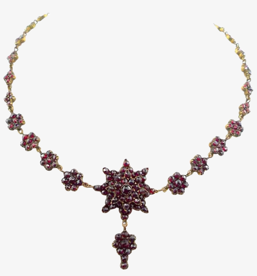 Antique Victorian Era Cut Garnets Necklace Circa - 8 Bit Heart Transparent, transparent png #7814739