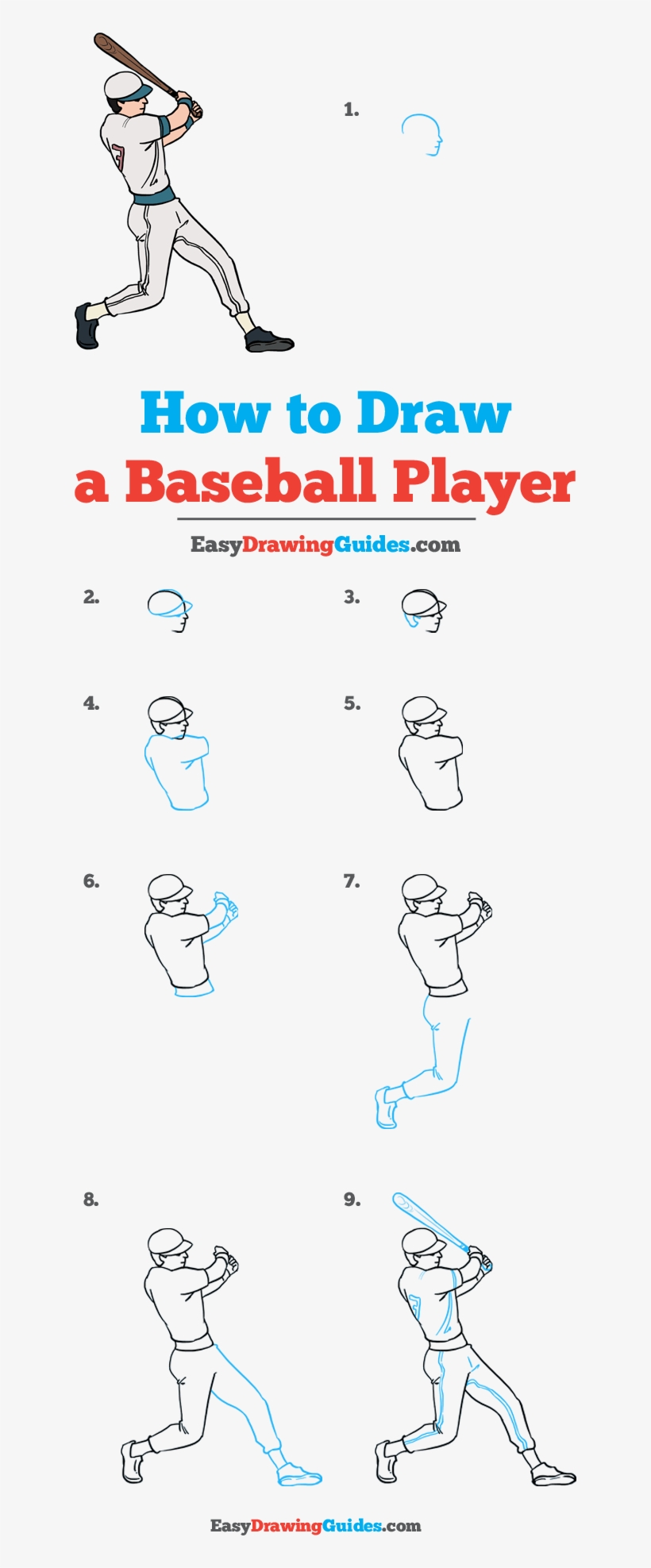 How To Draw Baseball Player - Easy Baseball Player Drawing, transparent png #7815902